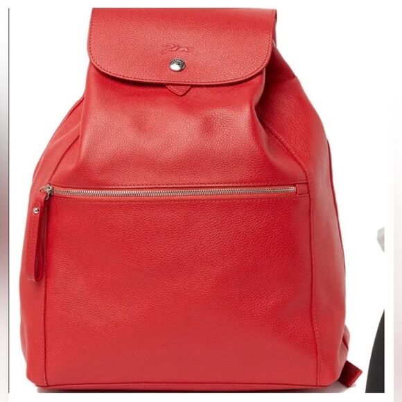 Longchamp Le Foulonne Leather Backpack / red - Picture 1 of 2